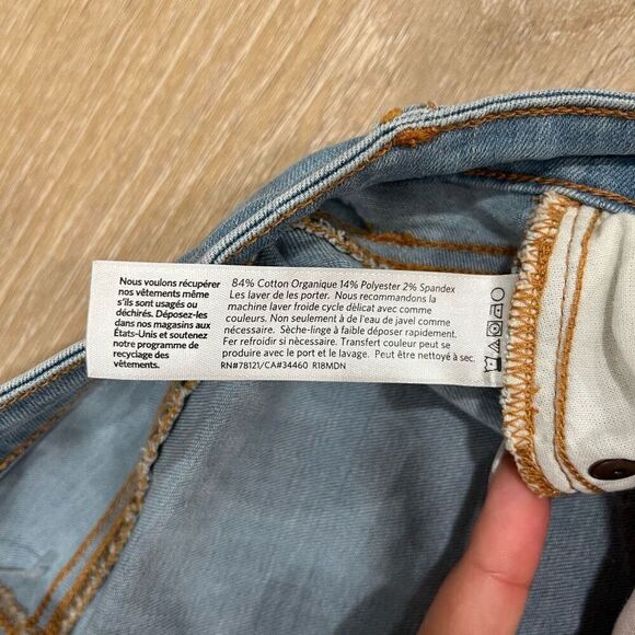 Eileen Fisher Ankle Jeans Women's 4 Petite Blue Denim Frayed Hem Zip Fly Stretch - Picture 6 of 7